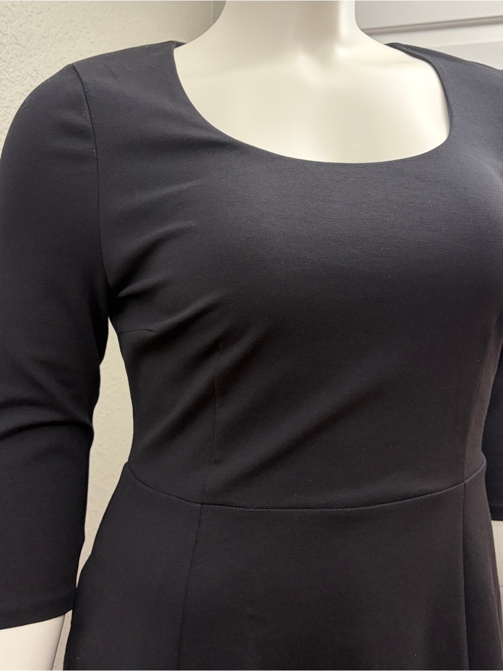 Boden Black/Navy Scoop Neck Long Sleeve Dress - Size 16 Long